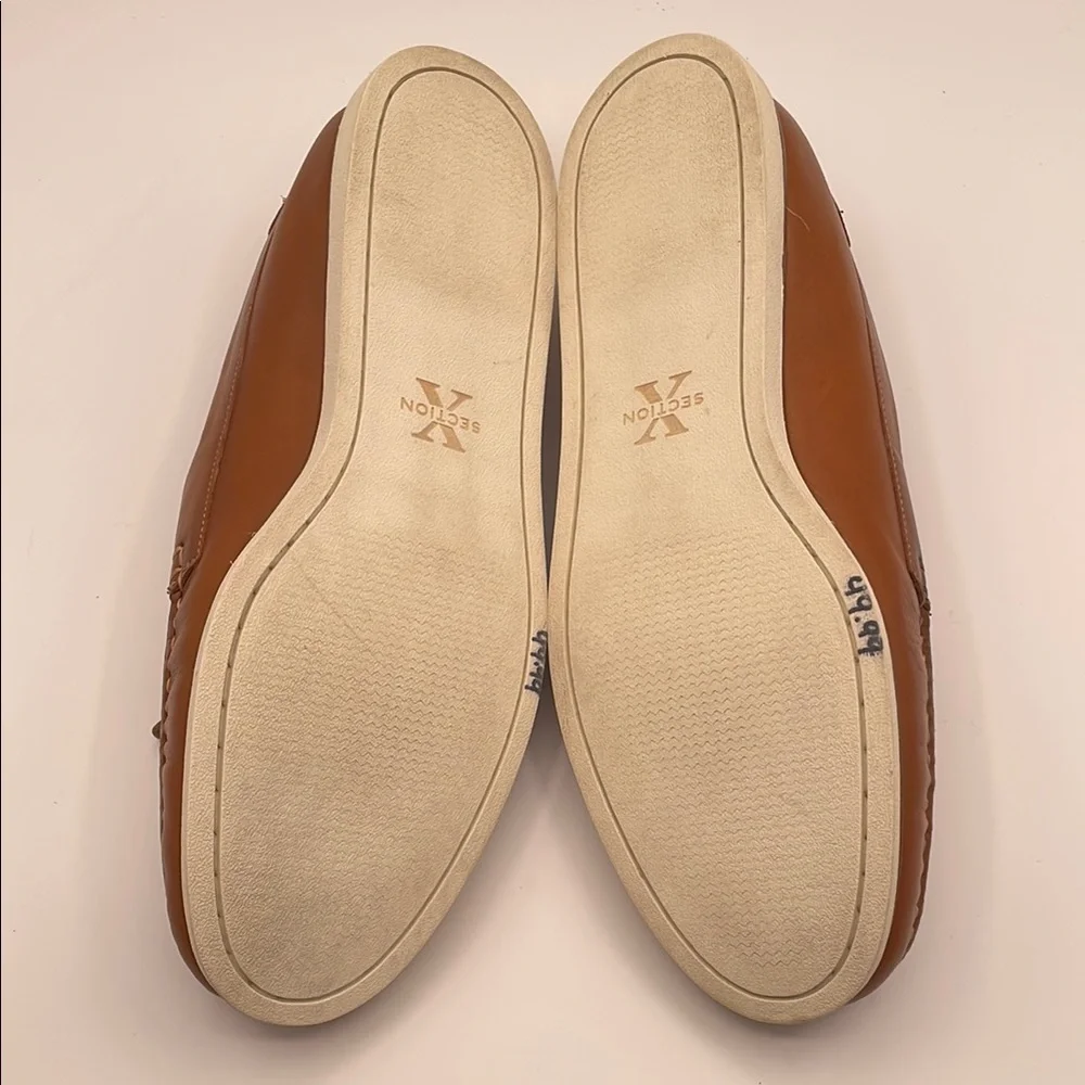Section X Brown Leather Boat Shoes Classic Moccasin Tie Style Size 13